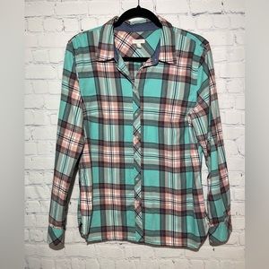 Talbots size large green & pink plaid